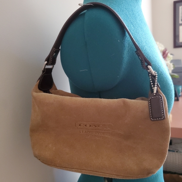 Coach Bags Coach Small Shoulder Bag Tan Suede Brown Handle Poshmark